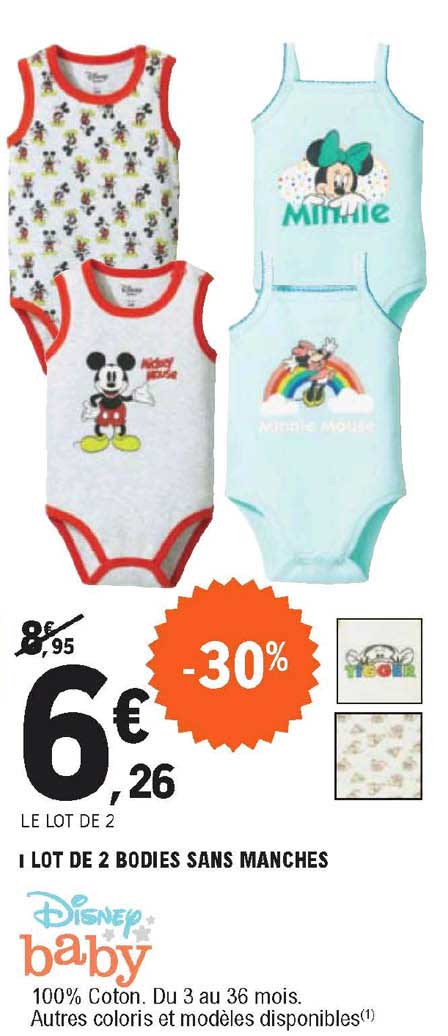 lot de 2 bodies sans manches disney baby