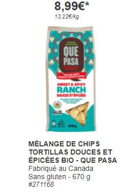 mélange de chips tortillas douces et épicées bio - que pasa