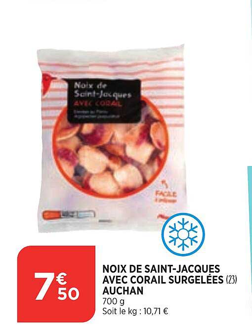 noix de saint-jacques avec corail surgelées auchan