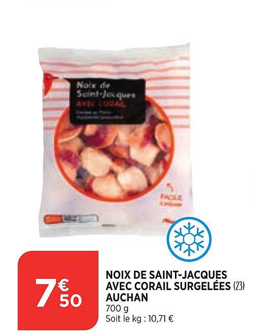 noix de saint-jacques avec corail surgelées auchan