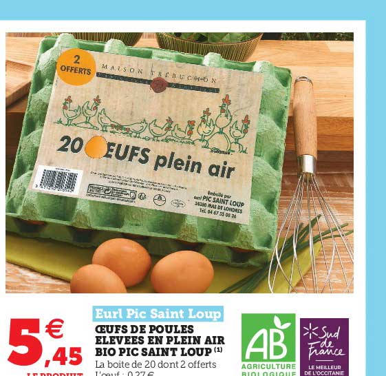 oeufs de poules élevées en plein air bio pic saint loup