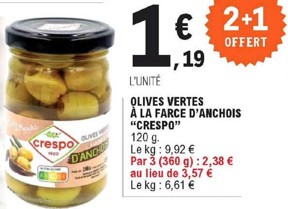 olives vertes à la farce d'anchois "crespo"