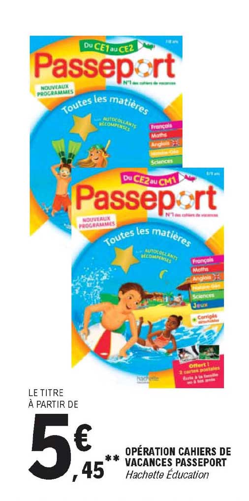 opération cahiers de vacances passeport hachette éducation