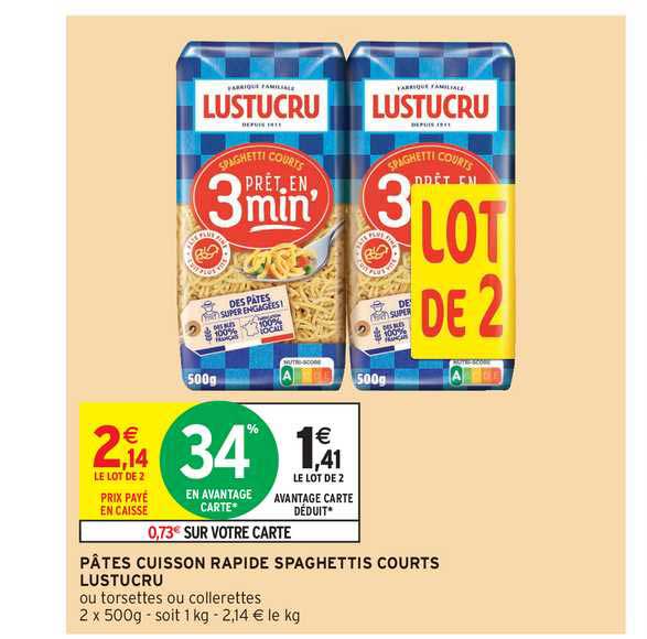 pâtes cuisson rapide spaghettis courts lustucru
