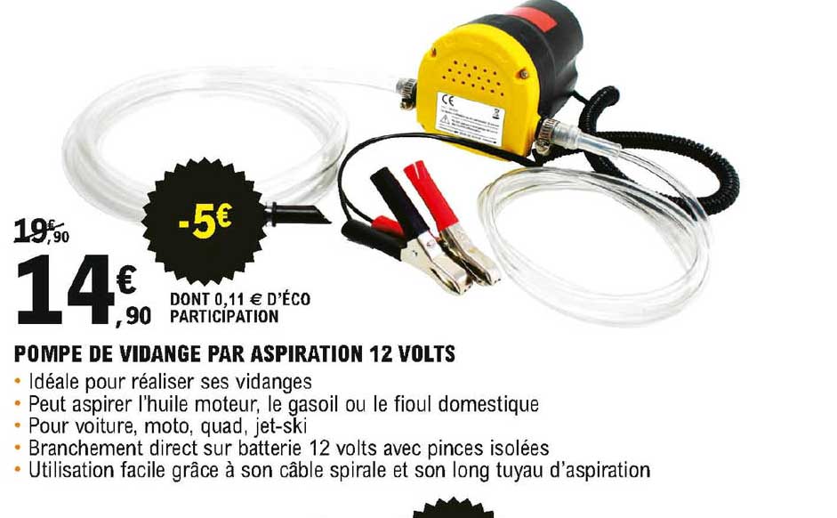 pompe de vidange par aspiration 12 volts