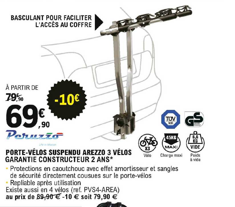 porte-vélos suspendu arezzo 3 vélos peruzzo