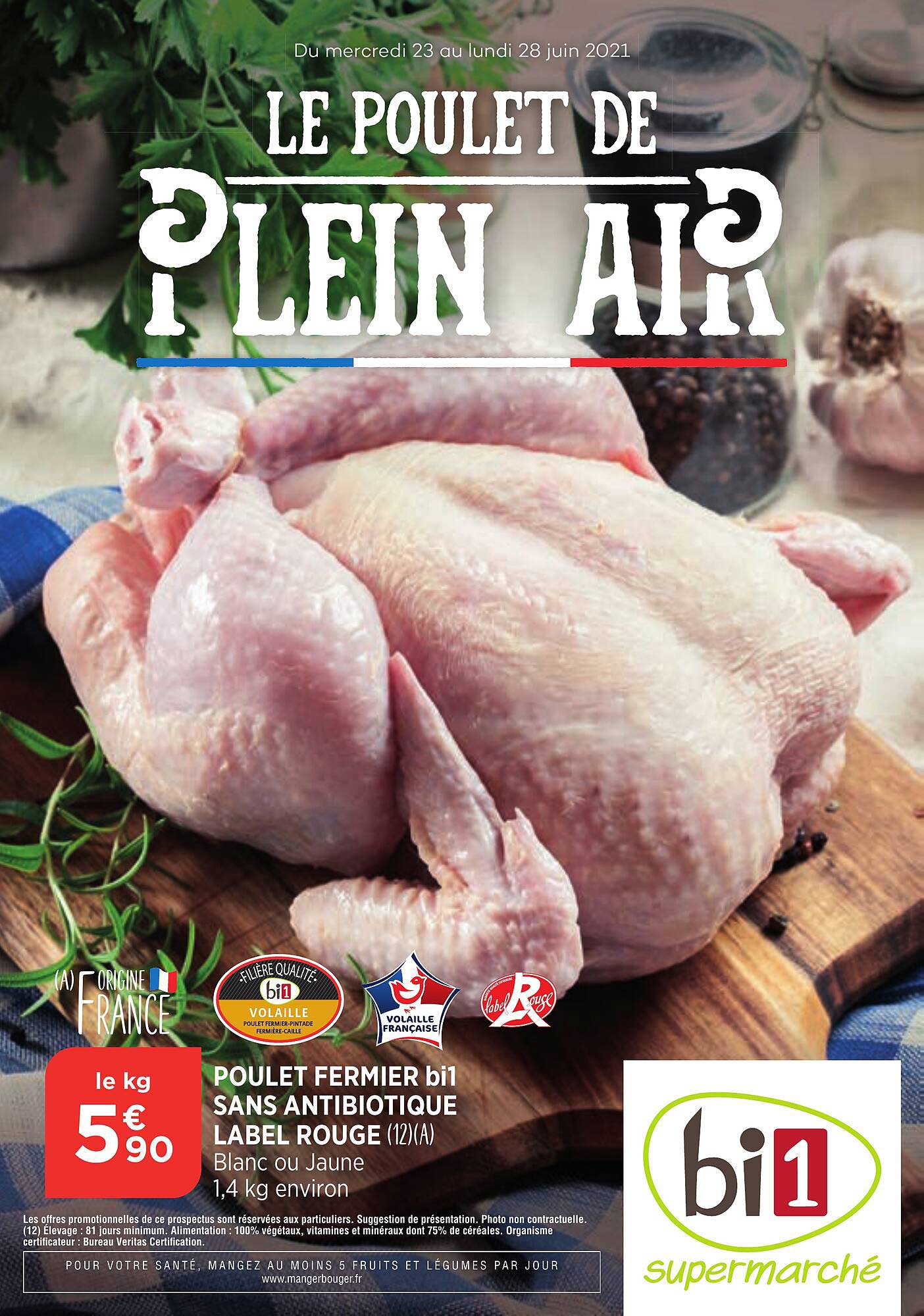 poulet fermier bi1 sans antibiotique label rouge