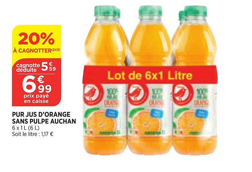 Pur Jus D'orange Sans Pulpe Auchan