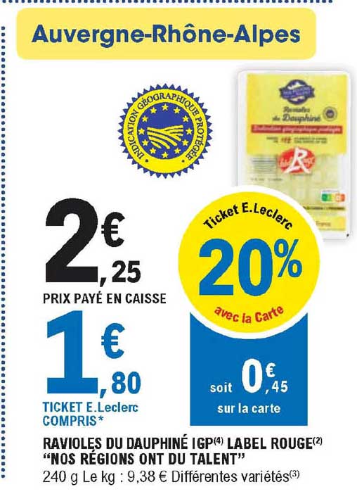 ravioles du dauphiné igp label rouge "nos régions ont du talent"