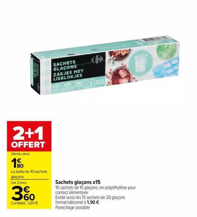 sachets glaçons x15