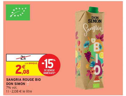 sangria rouge bio don simon -15% de remise immédiate
