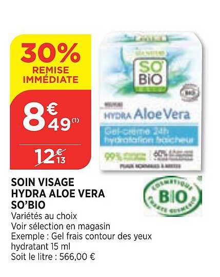 soin visage hydra aloé véra so'bio