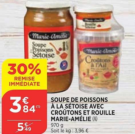 soupe de poissons à la sétoise avec croûtons et rouille marie-amélie