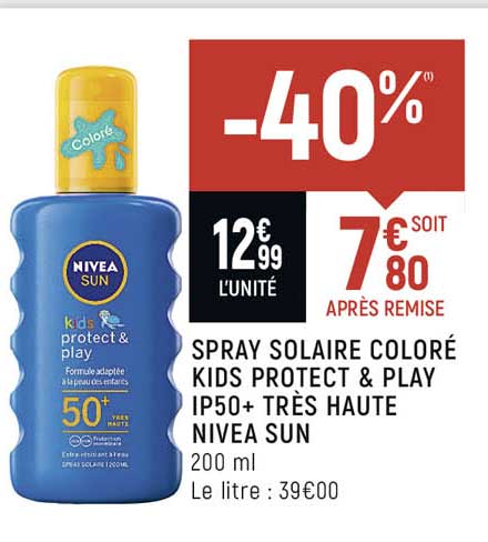 Spray Solaire Coloré Kids Protect & Play Ip50+ Très Haute Nivea Sun