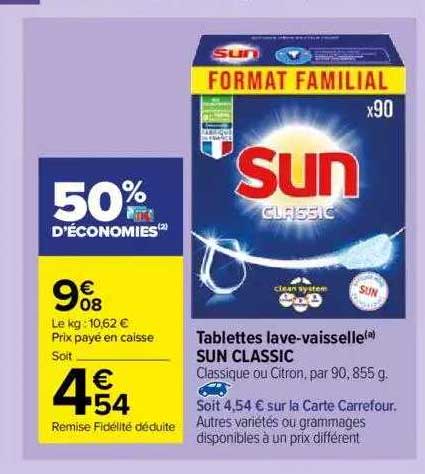tablettes lave-vaisselle sun classic