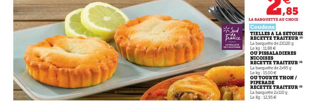 tielles à la sétoise recette traiteur ou pissaladières niçoises recette traiteur ou tourte thon - piperade recette traiteur