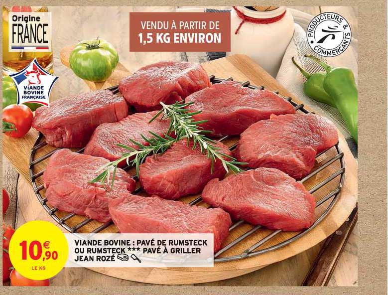 viande bovine : pavé de rumsteck ou rumsteck pavé à griller jean rozé