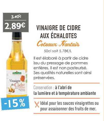 vinaigre de cidre aux échalotes coteaux nantais