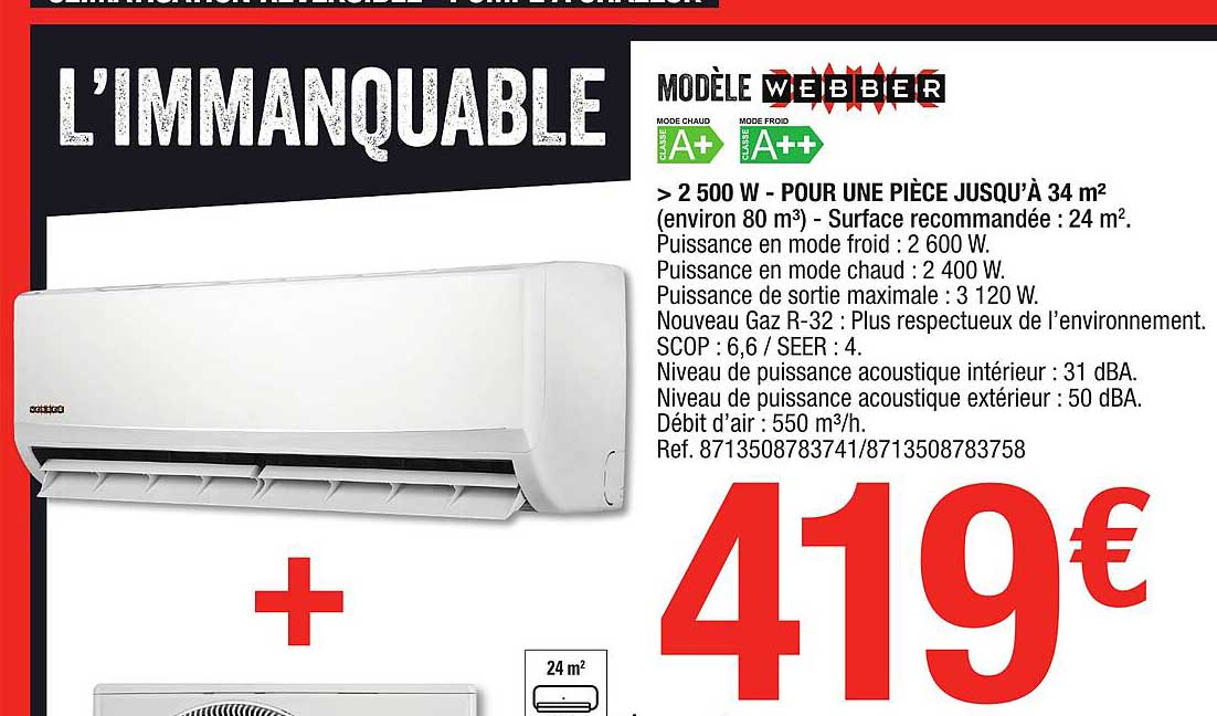 >2500 w - pour une pièce jusqu'à 34 m² modèle webber