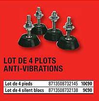 lot de 4 plots anti-vibrations