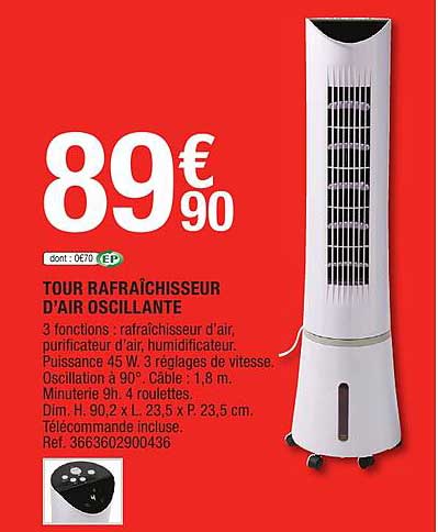 tour rafraîchisseur d'air oscillante