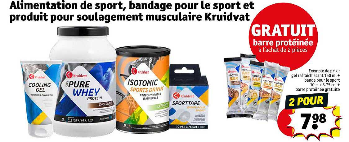 alimentation de sport, bandage pour le sport et produit pour soulagement musculaire kruidvat