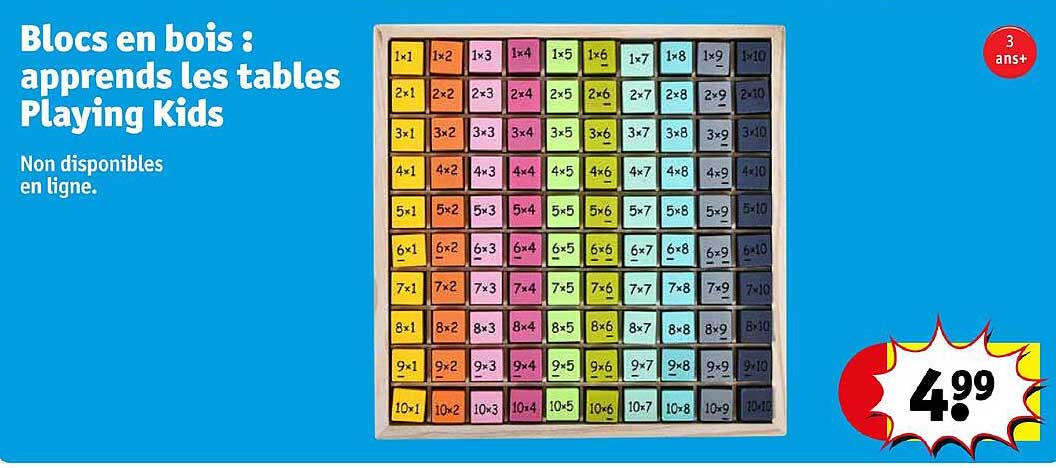 blocs en bois : apprends les tables playing kids