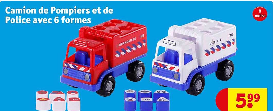 Camion De Pompiers Et De Police Avec 6 Formes