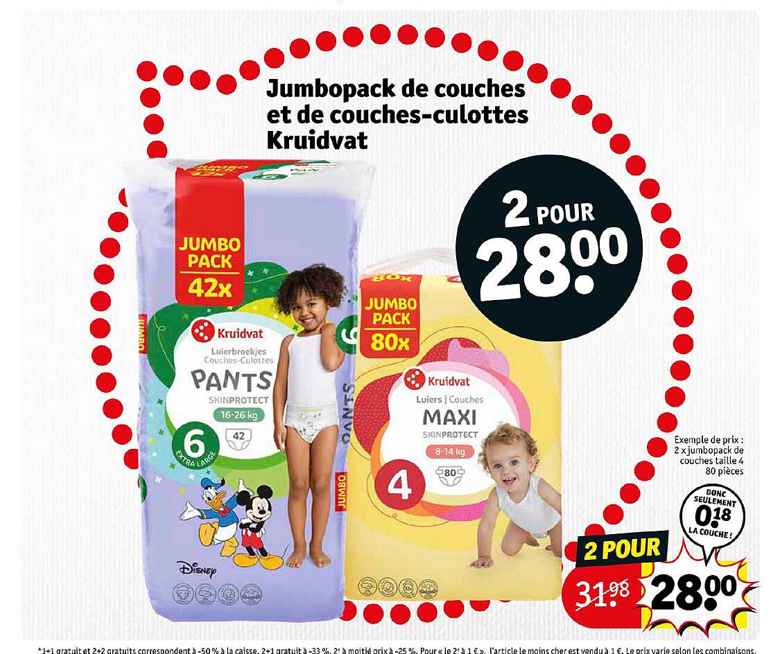 jumbopack de couchces et de couches-culottes kruidvat