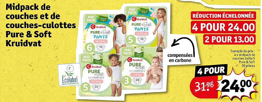 midpack de couches et de couches-culottes pure & soft kruidvat