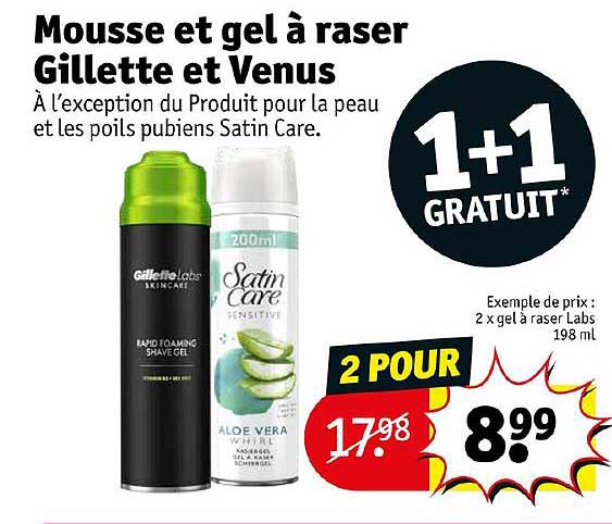 mousse et gel à raser gillette et venus