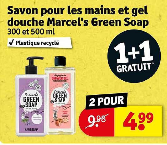 savon pour les mains et gel douche marcel's green soap