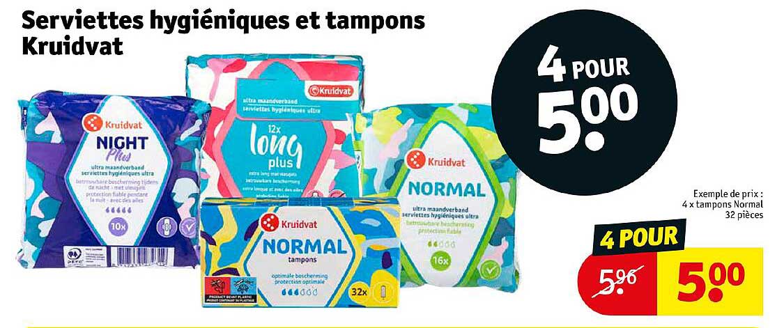 serviettes hygiéniques et tampons kruidvat