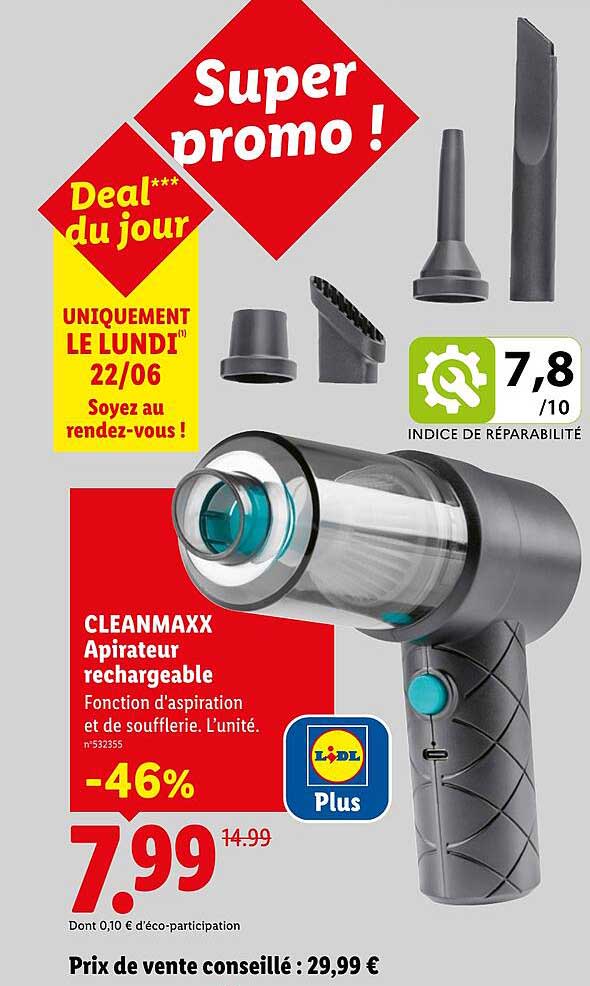 CLEANMAXX Apirateur rechargeable