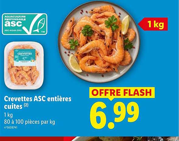 Crevettes ASC entières cuites