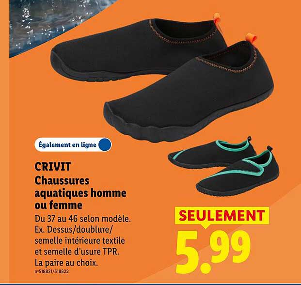 CRIVIT Chaussures aquatiques homme ou femme