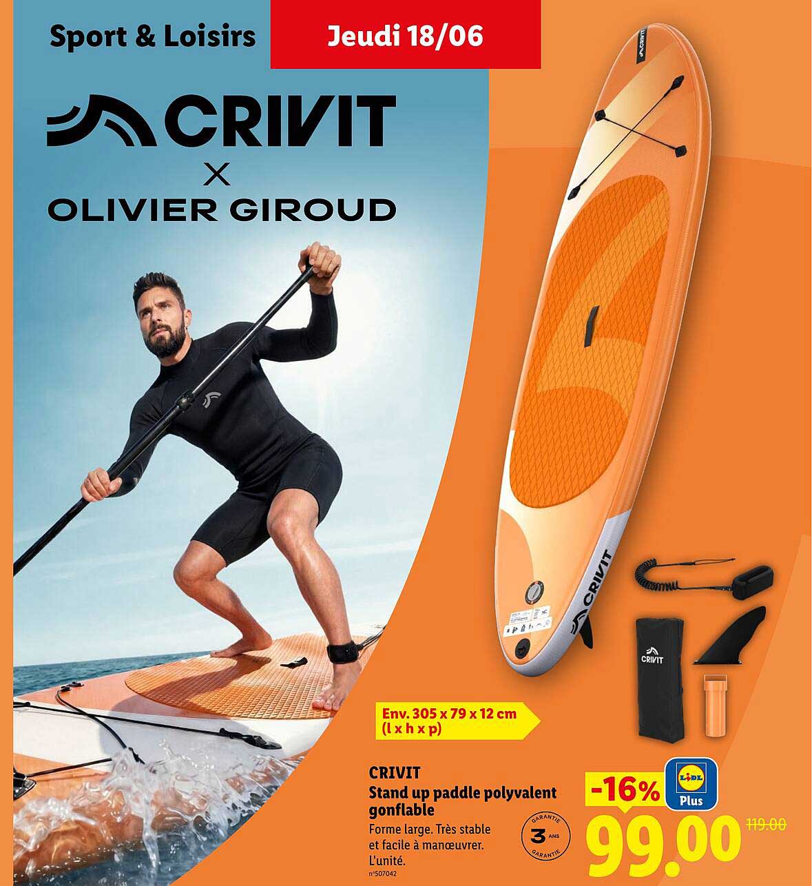 CRIVIT Stand up paddle polyvalent gonflable