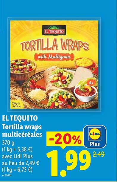 EL TEQUITO Tortilla wraps multicéréales