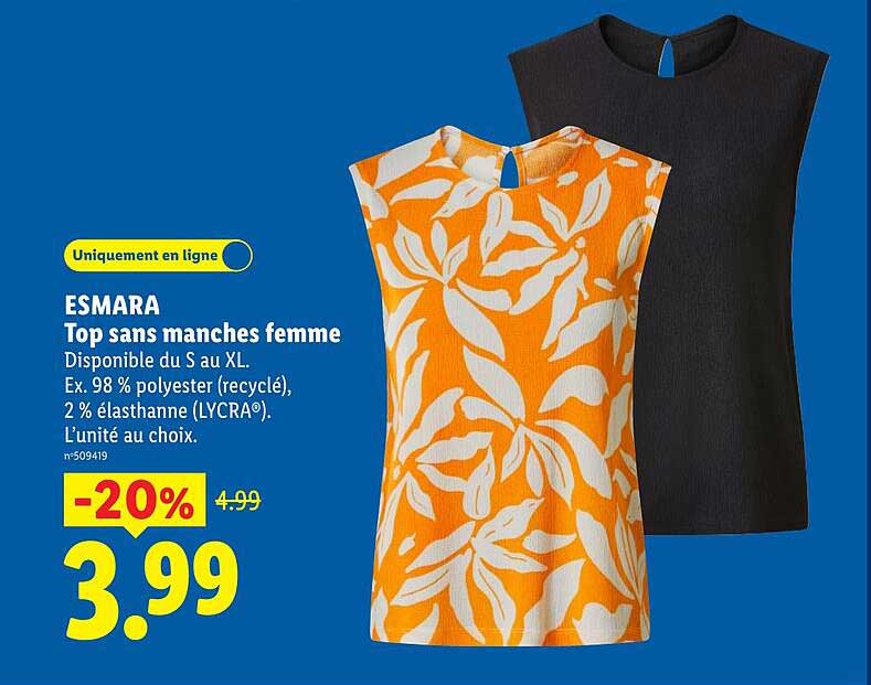 ESMARA Top sans manches femme