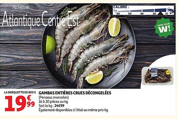 GAMBAS ENTIÈRES CRUES DÉCONGELÉES