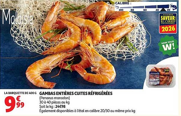 GAMBAS ENTIÈRES CUITES RÉFRIGÉRÉES