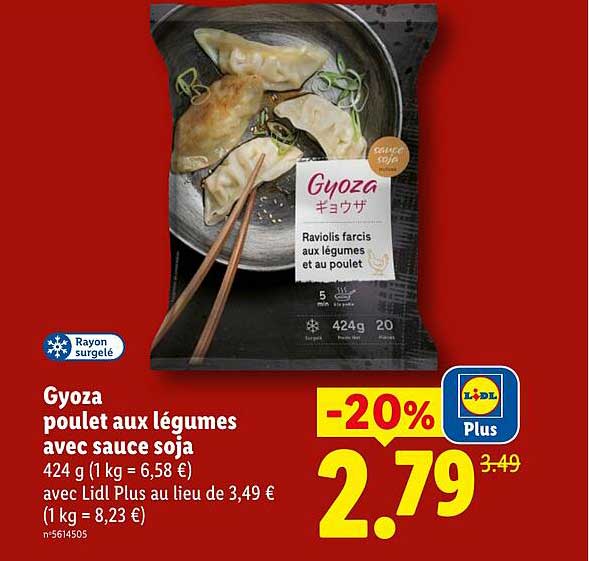 Gyoza poulet aux légumes avec sauce soja