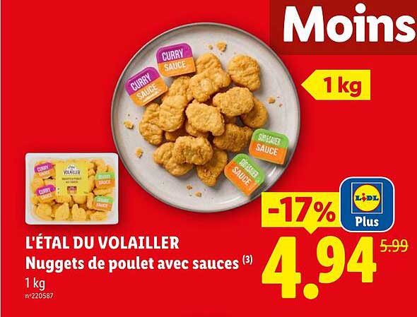 L'ÉTAL DU VOLAILLER Nuggets de poulet avec sauces