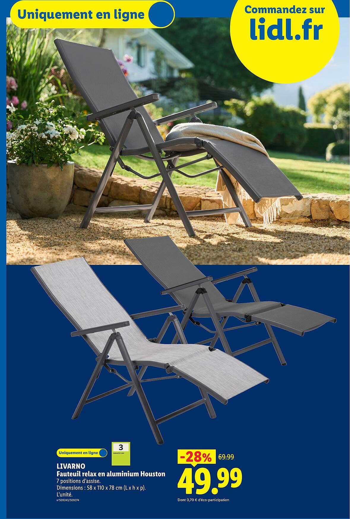 LIVARNO Fauteuil relax en aluminium Houstom