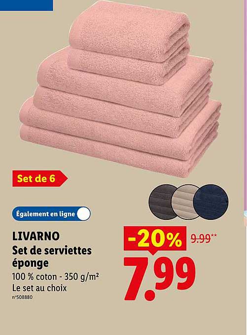 LIVARNO Set de serviettes éponge
