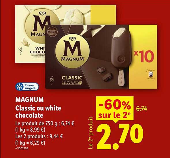 MAGNUM Classic ou white chocolate