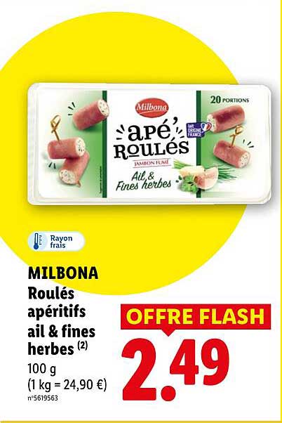 Milbona Roulés apéritifs ail & fines herbes