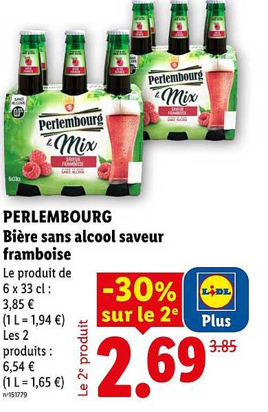 PERLEMBOURG Bière sans alcool saveur framboise