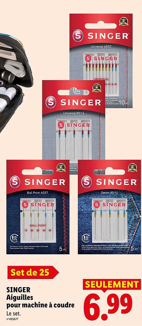 SINGER Aiguilles pour machine à coudre