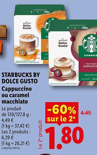STARBUCKS BY DOLCE GUSTO Cappuccino ou caramel macchiato